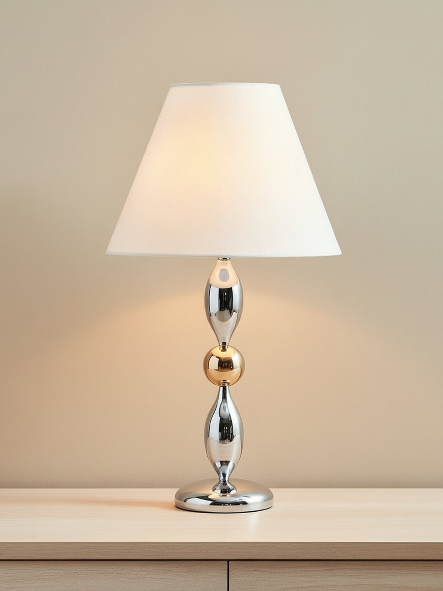 Solliet Metal Table Lamp with Linen Shade - 33x59 cm