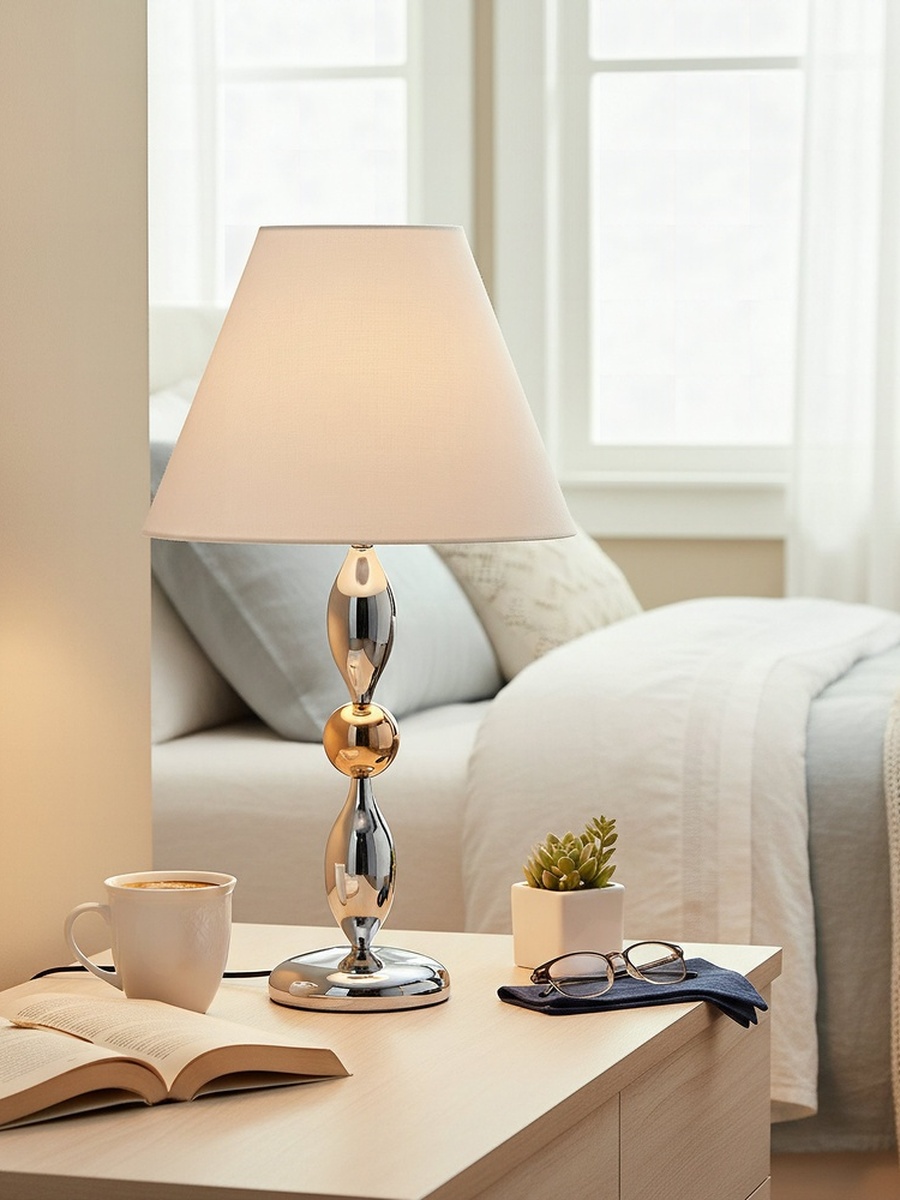 Solliet Metal Table Lamp with Linen Shade - 33x59 cm