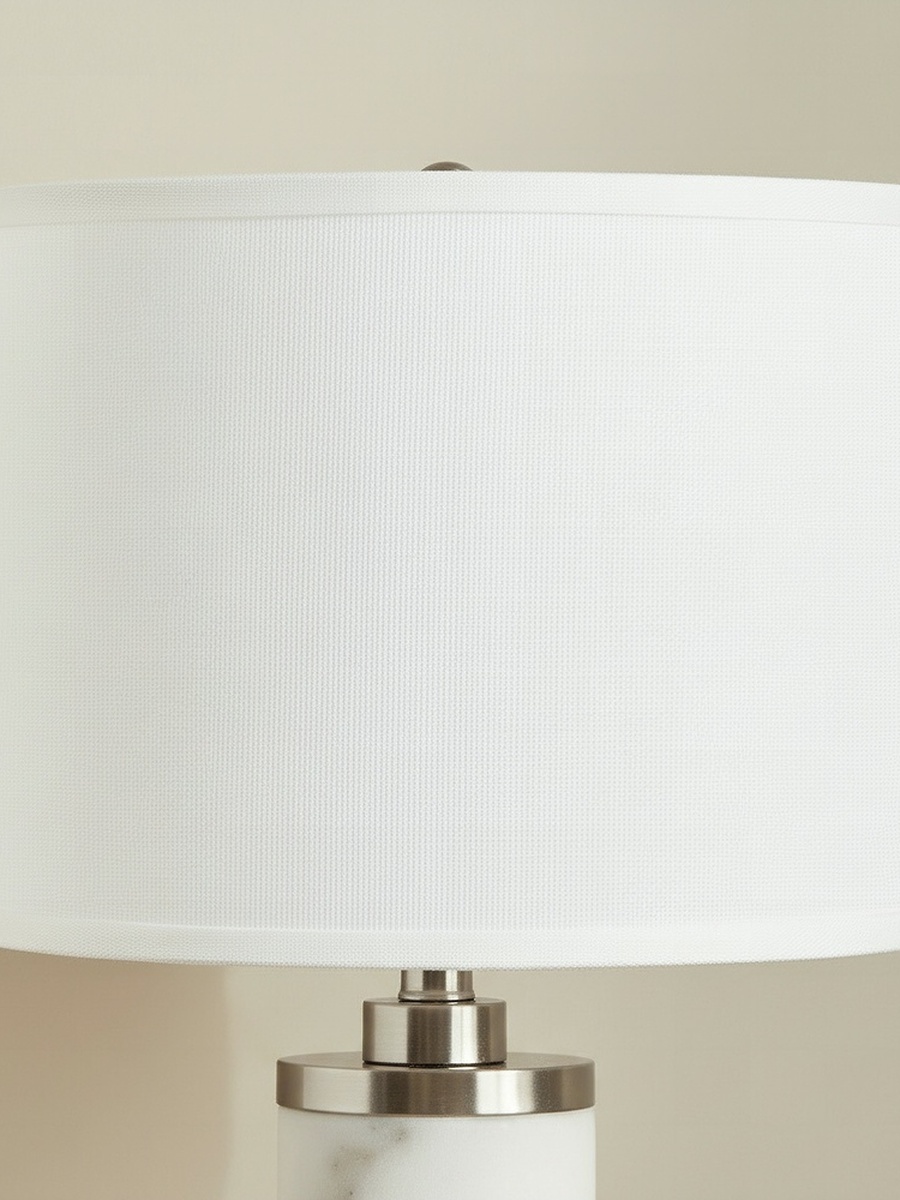 Pearson Marble and Metal Table Lamp with Linen Shade - 35x62 cm
