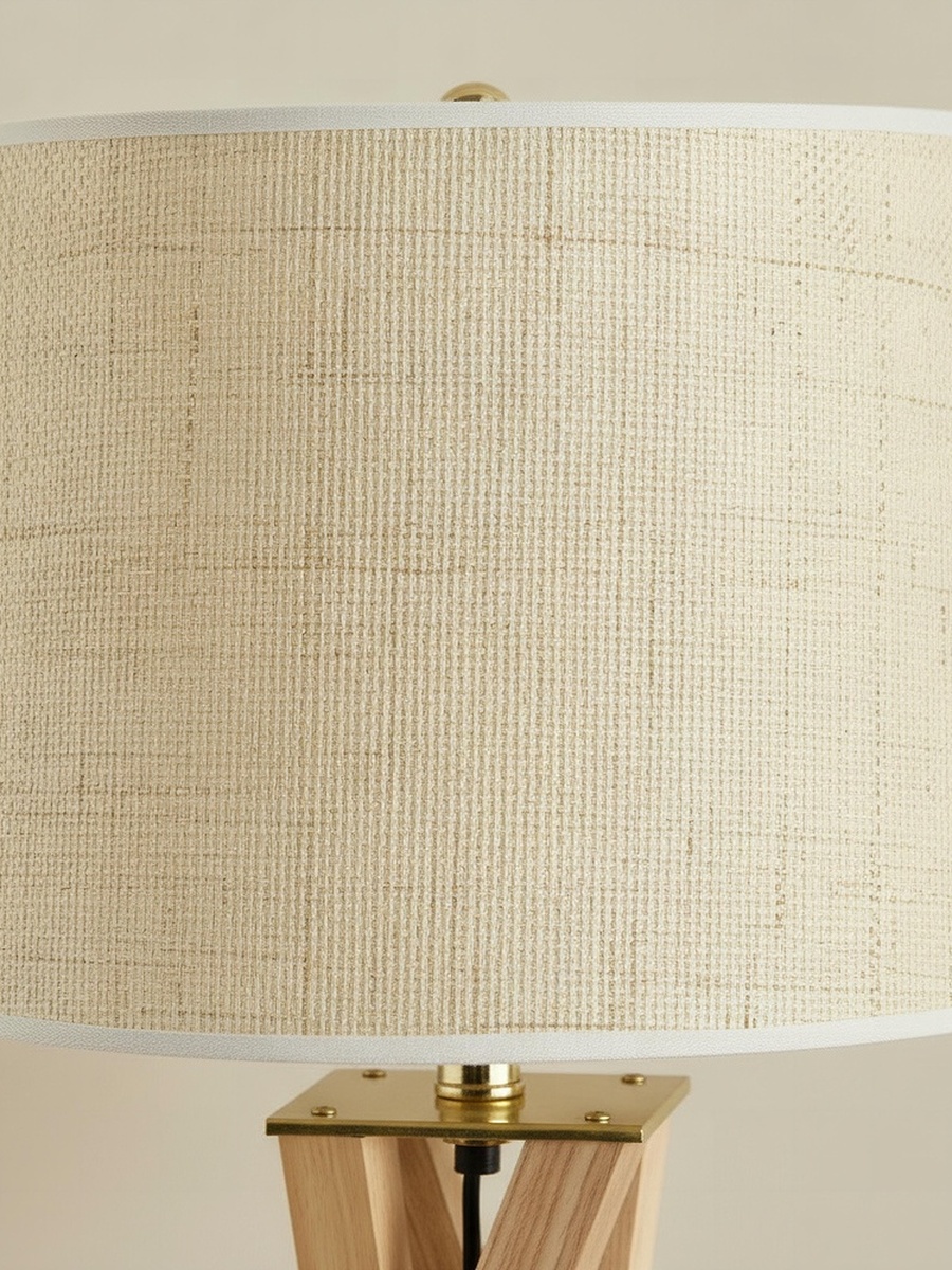 Pearson Solid Wood Tripod Lamp with Linen Shade - 30x68.5 cm