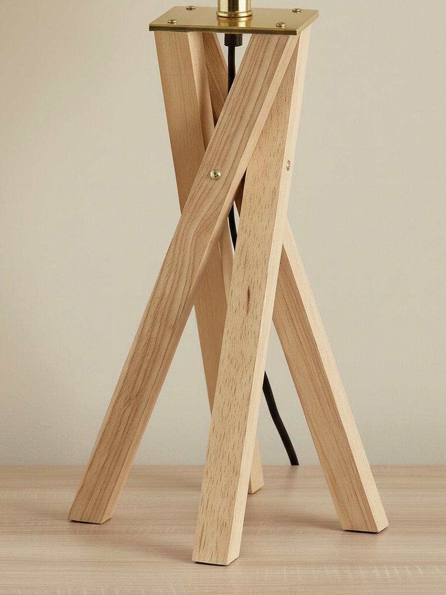 Pearson Solid Wood Tripod Lamp with Linen Shade - 30x68.5 cm