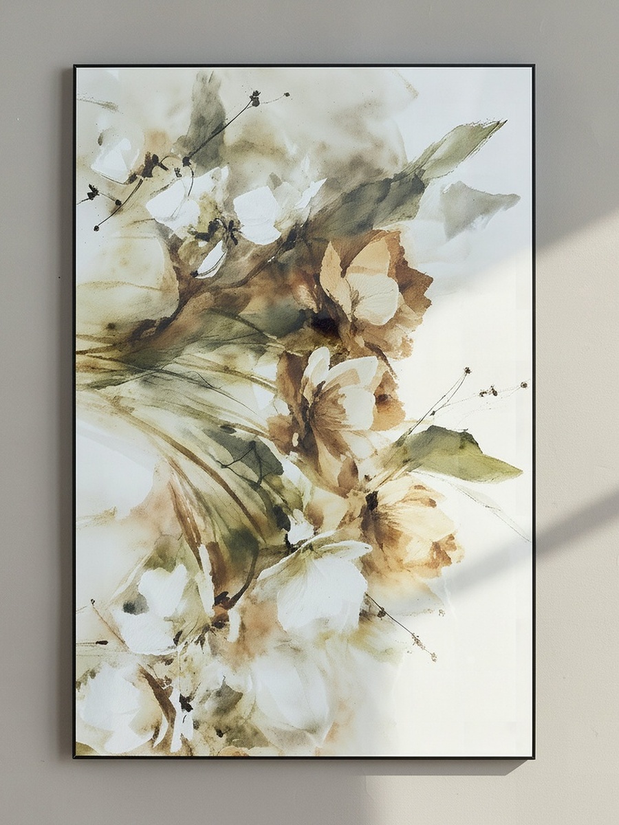 Cyprus Elara Flower Bunch High Gloss Framed Picture - 60x90x2.5 cm