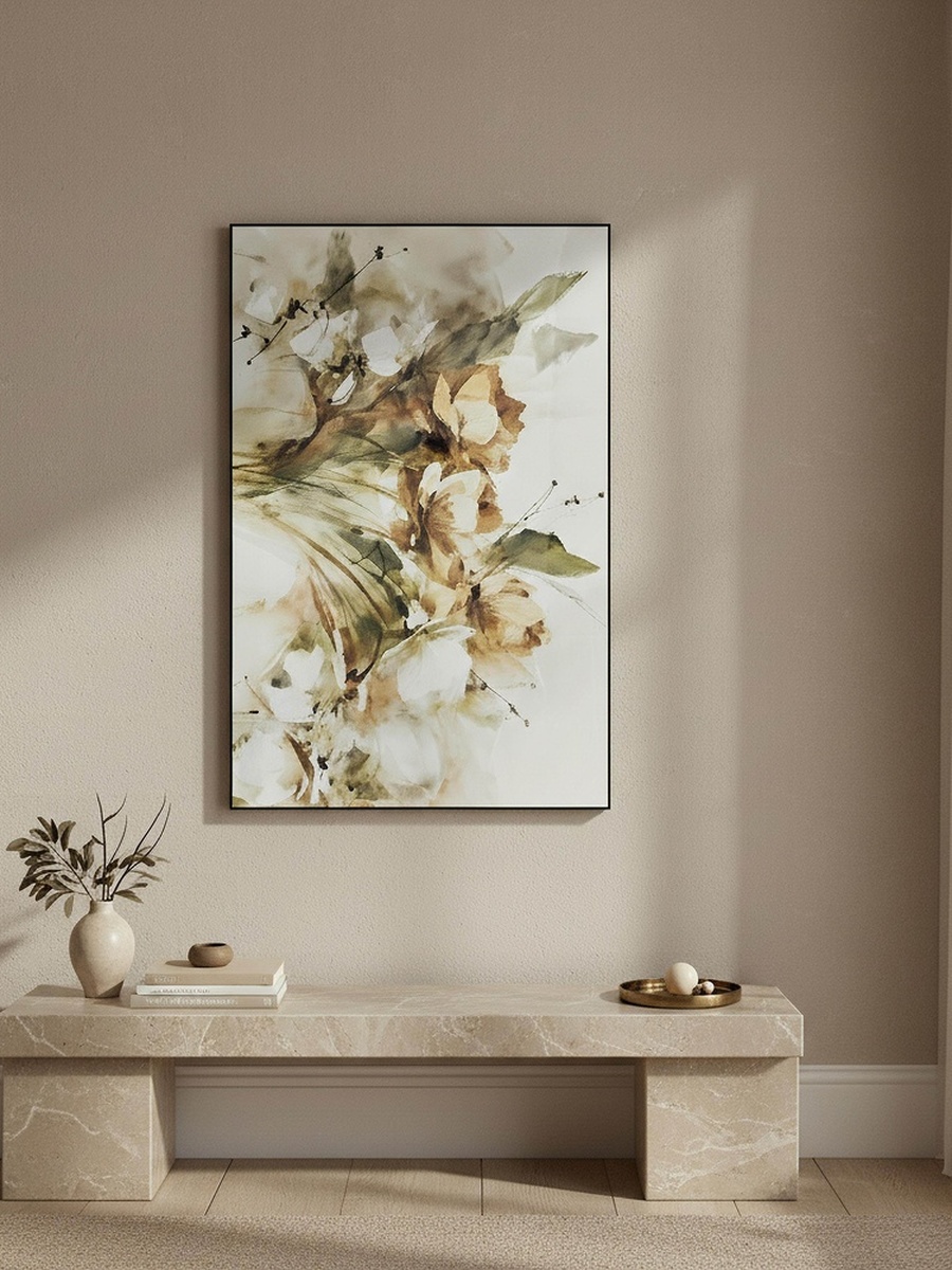 Cyprus Elara Flower Bunch High Gloss Framed Picture - 60x90x2.5 cm