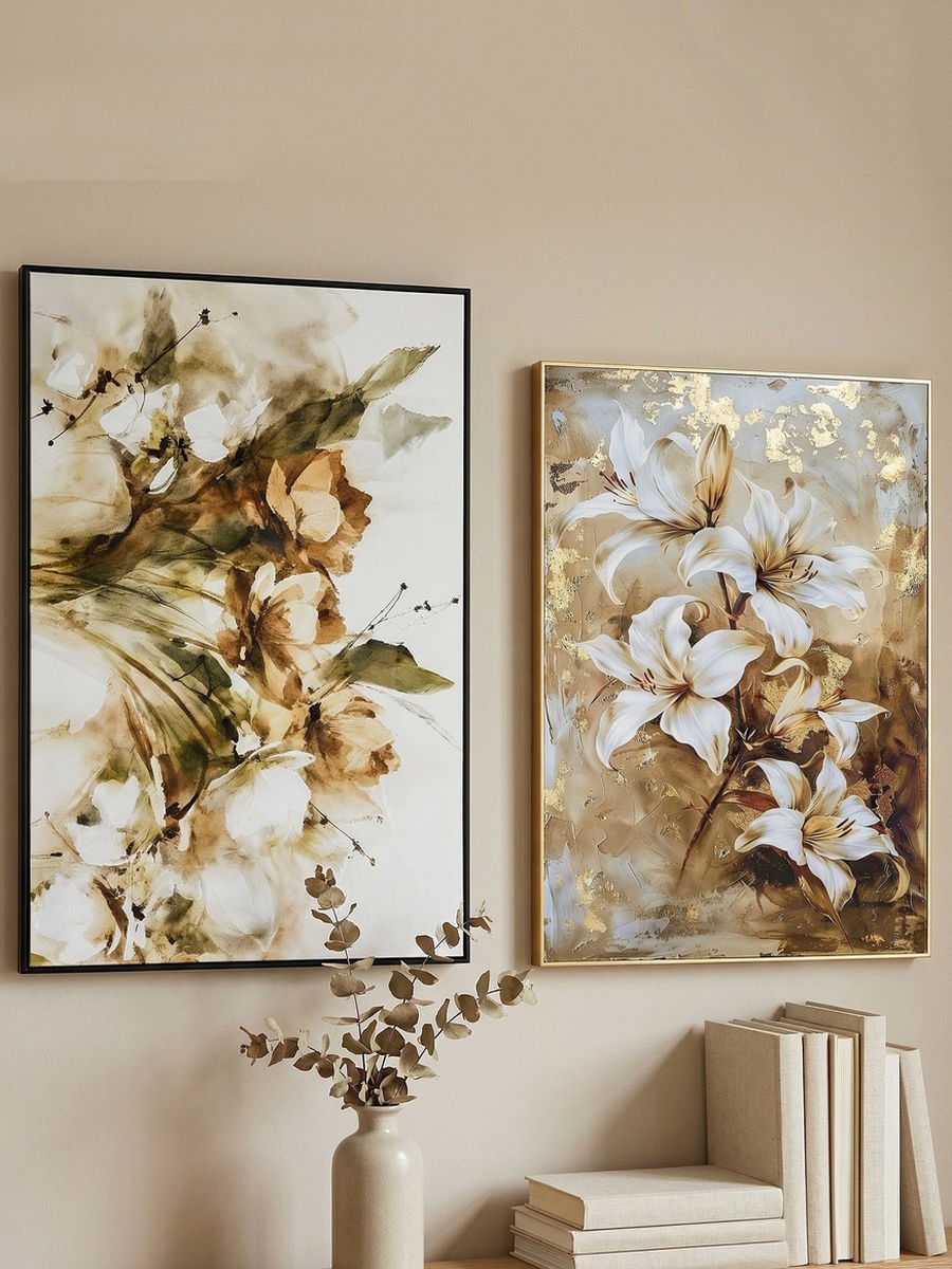 Cyprus Elara Flower Bunch High Gloss Framed Picture - 60x90x2.5 cm