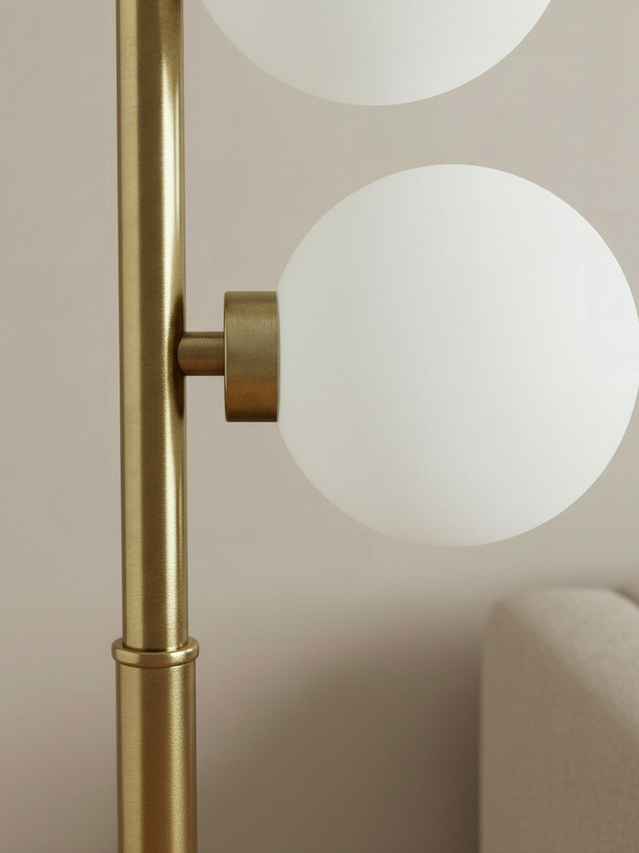 Solliet Metal Floor Lamp with 6 Glass Lights - 160 cm