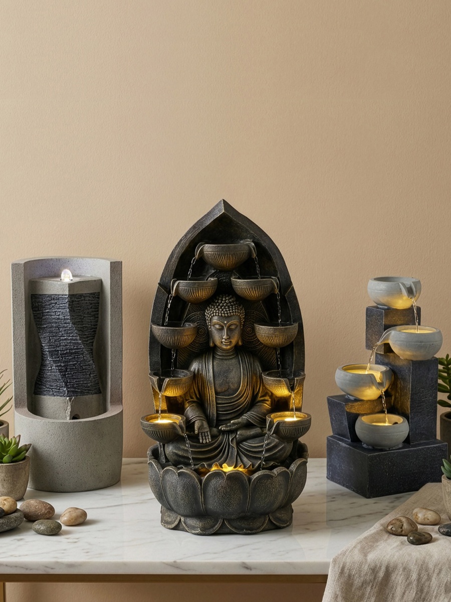 Vera Adele LED Outdoor Abstract Fountain - 34x34x66 cm