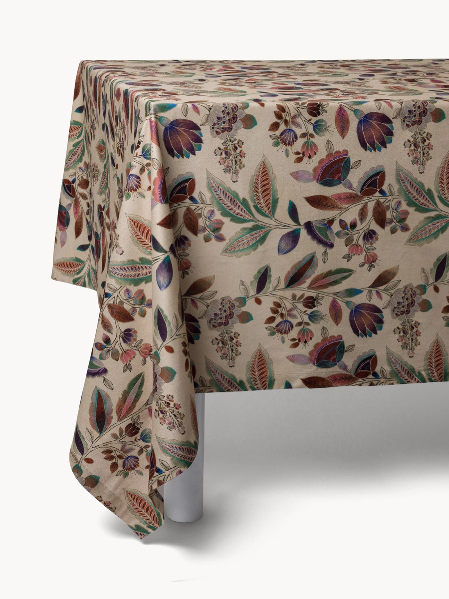 Cotton Panama Flower Print Tablecloth