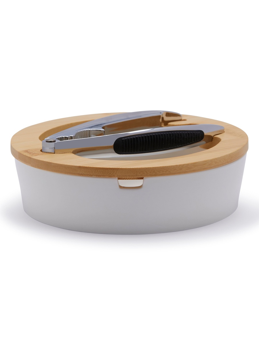 Gourmet Nut Set With Bamboo Cover, 20.32 cm White