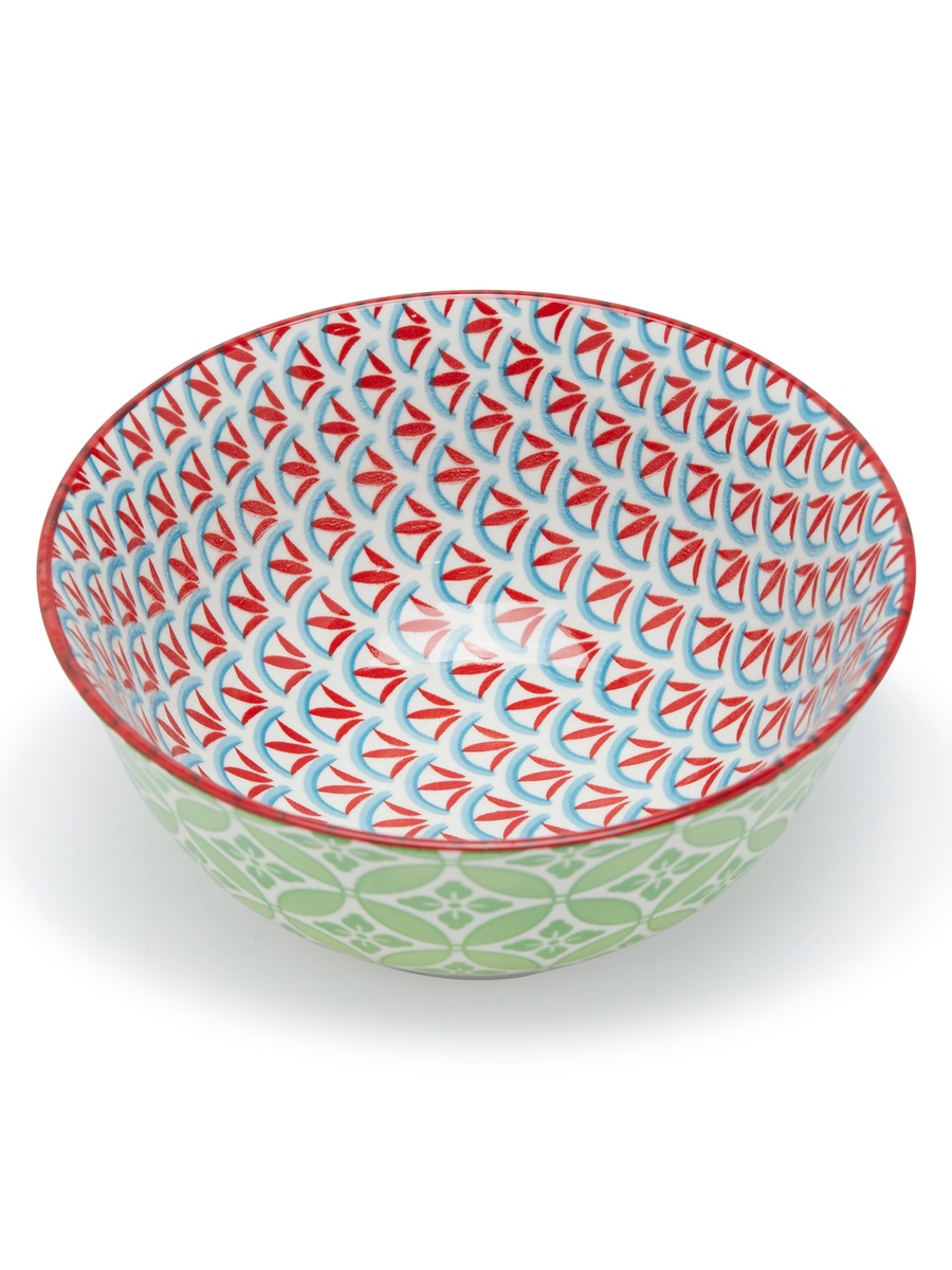Floral Mm Embossed Tile Ceramic Bowl, 16x7.5 cm Big