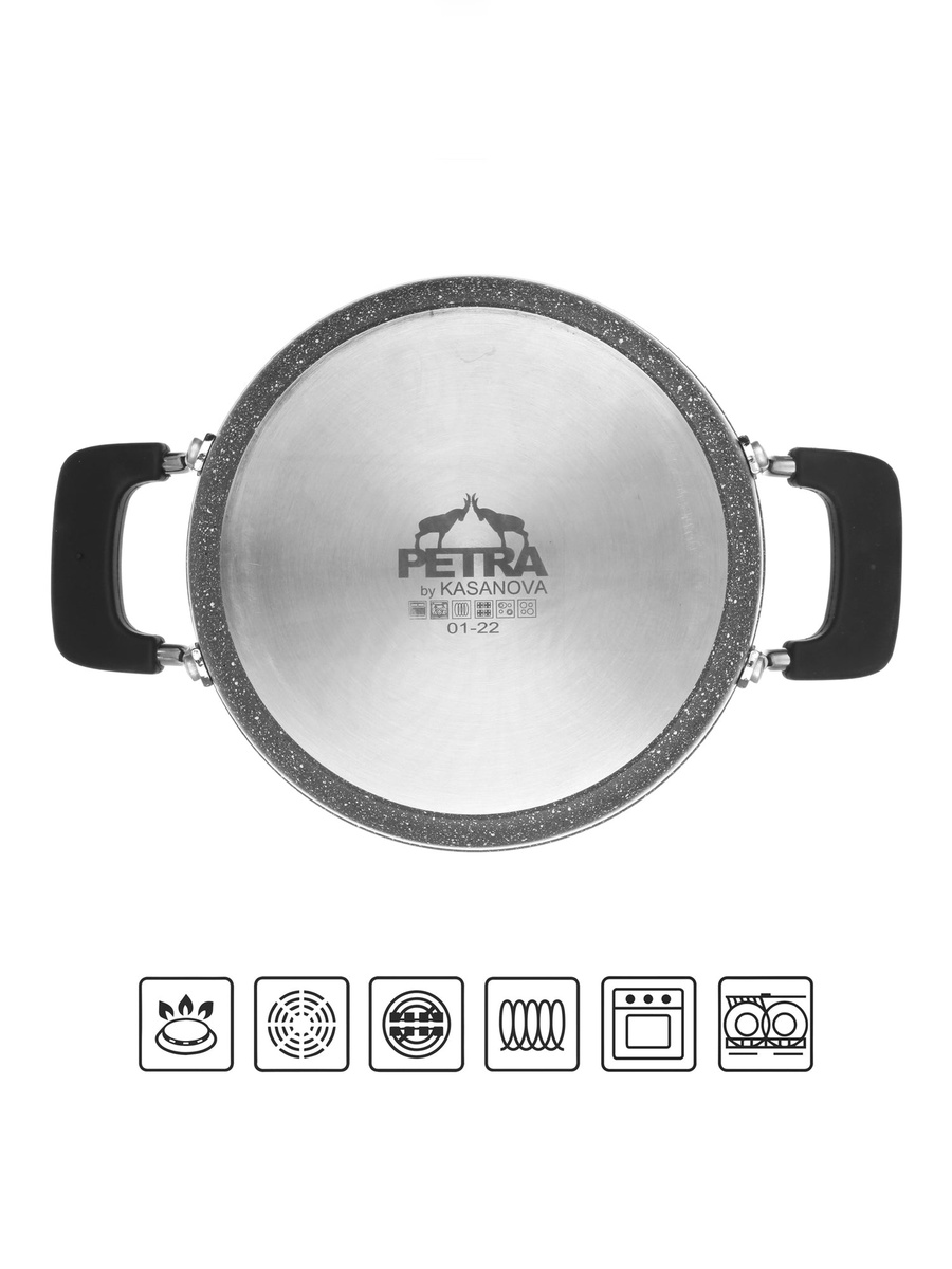 New Petra Dark Casserole 28 Cm With Glass Lid