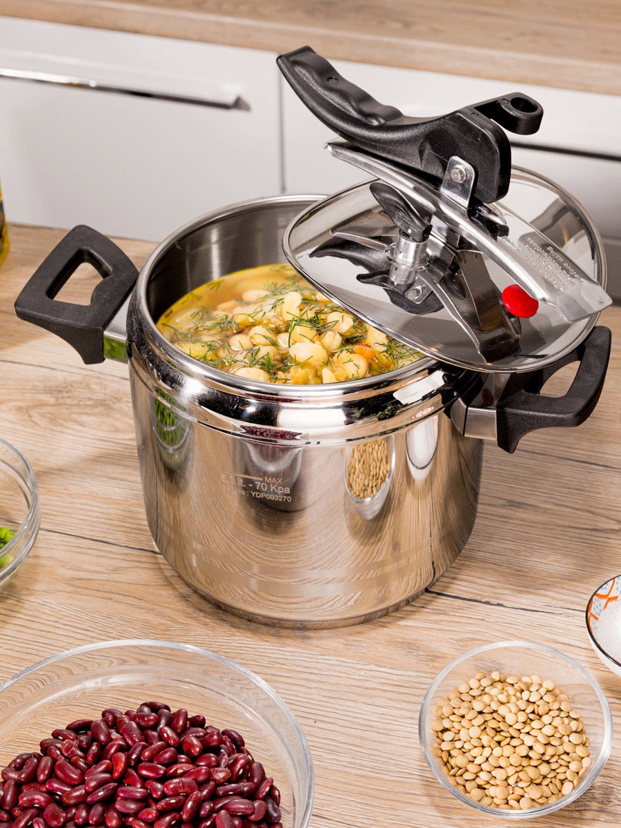 5L Steel Pressure Cooker  with Black Handle