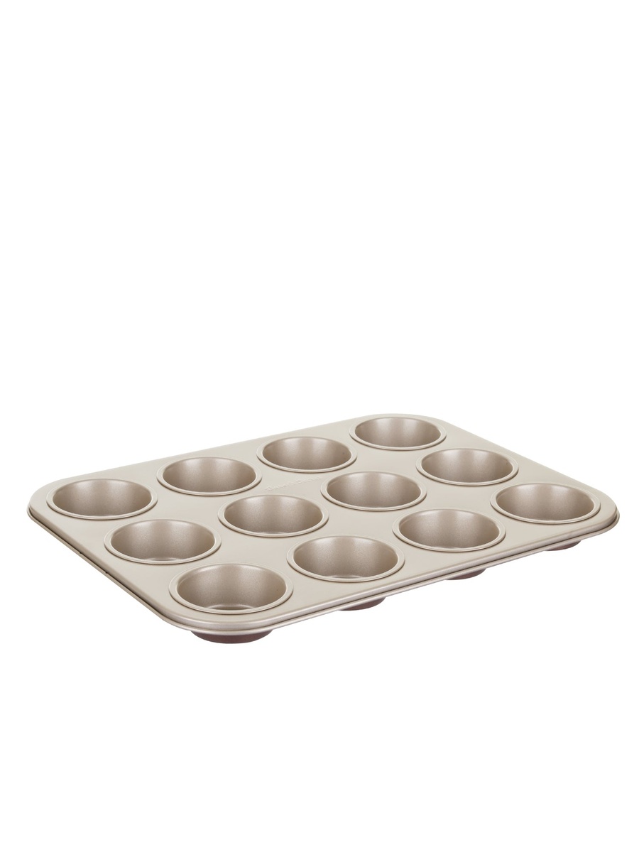 Champagne 12-Cup Muffin Pan, 35.5x27cm Brown