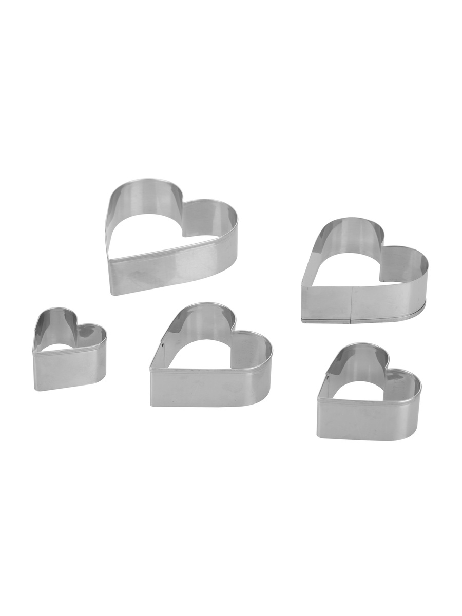Set of 5 - Heart-Shaped 18/0 Steel Cookie Cutters