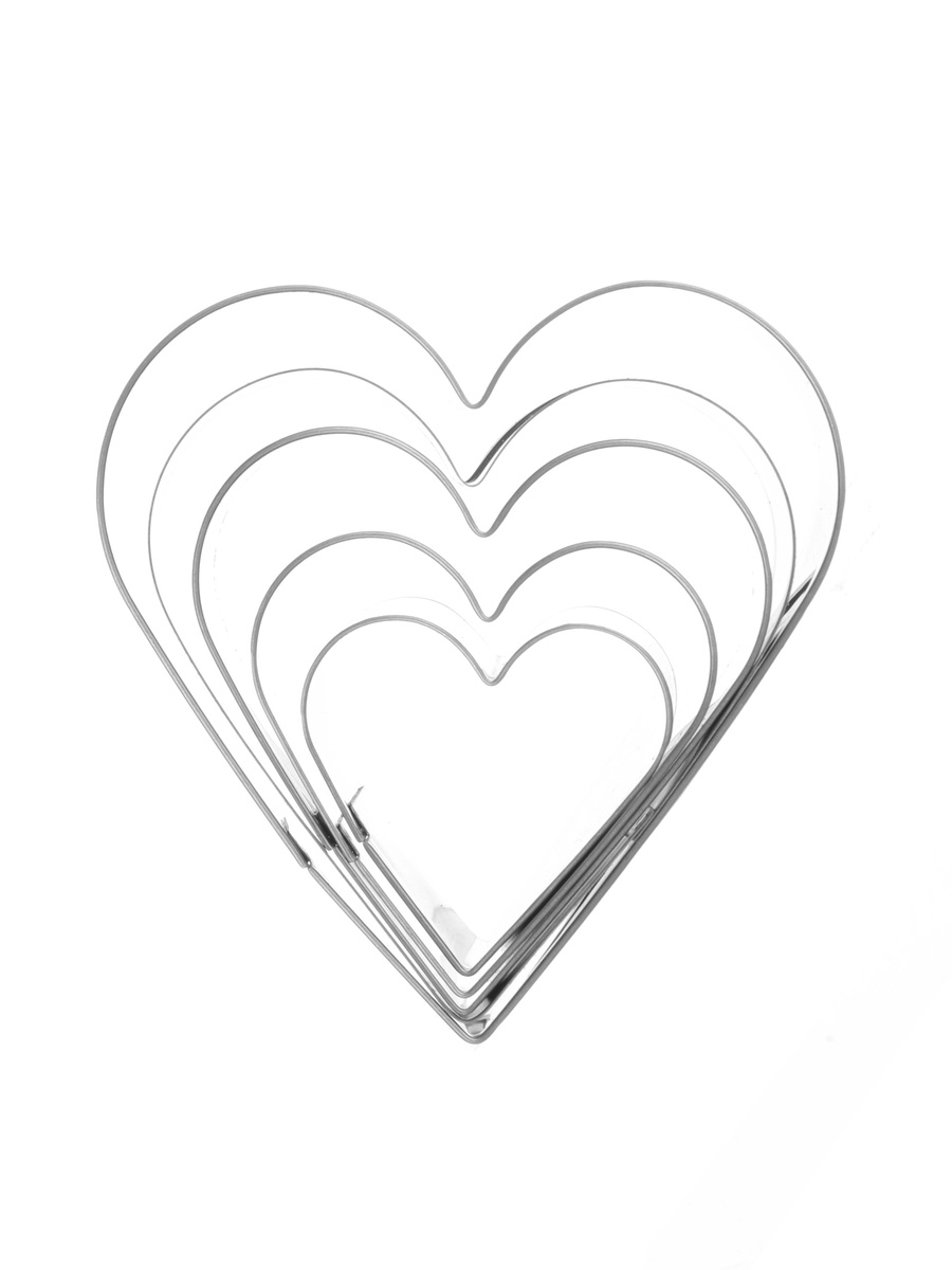 Set of 5 - Heart-Shaped 18/0 Steel Cookie Cutters