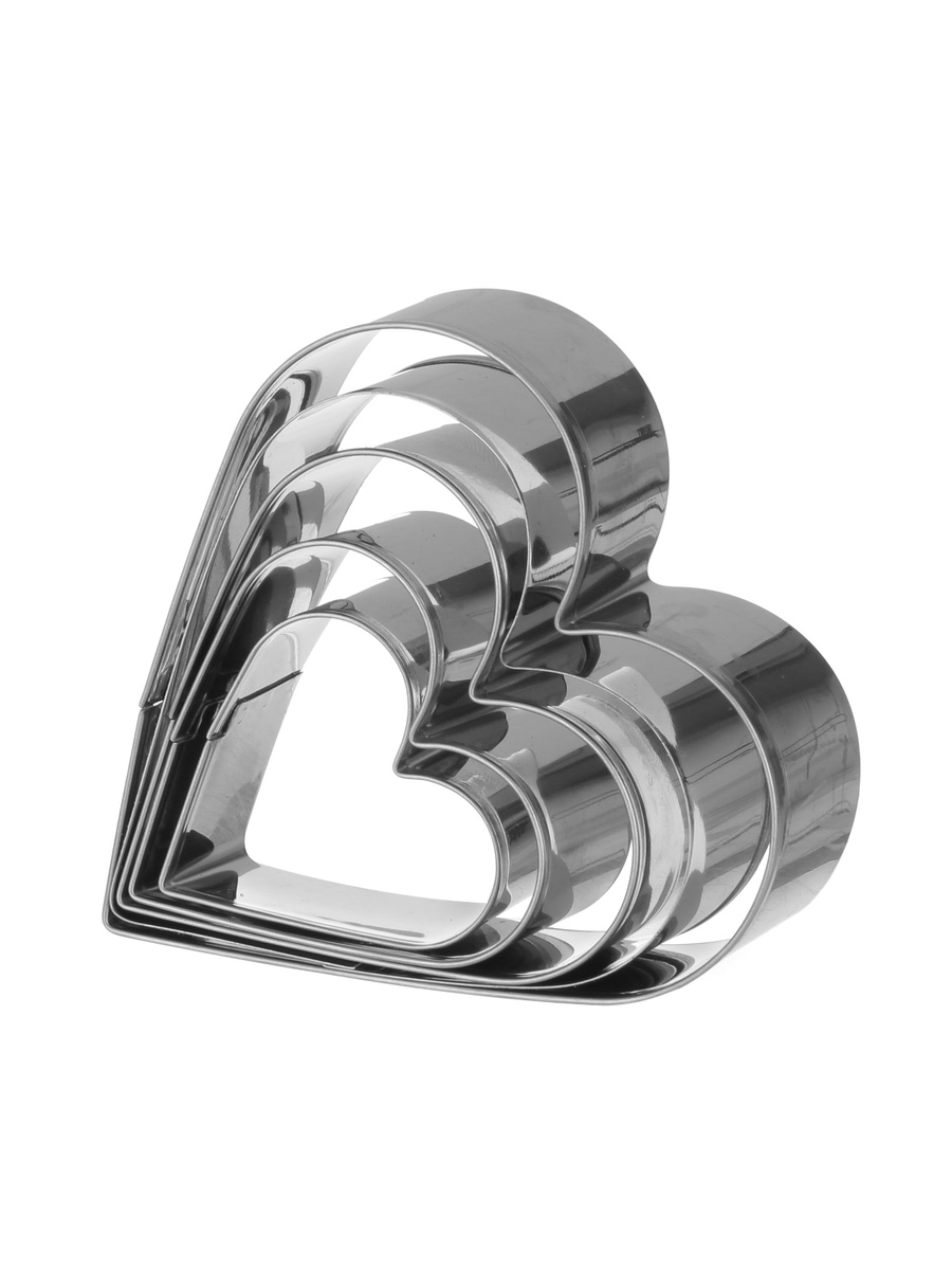 Set of 5 - Heart-Shaped 18/0 Steel Cookie Cutters