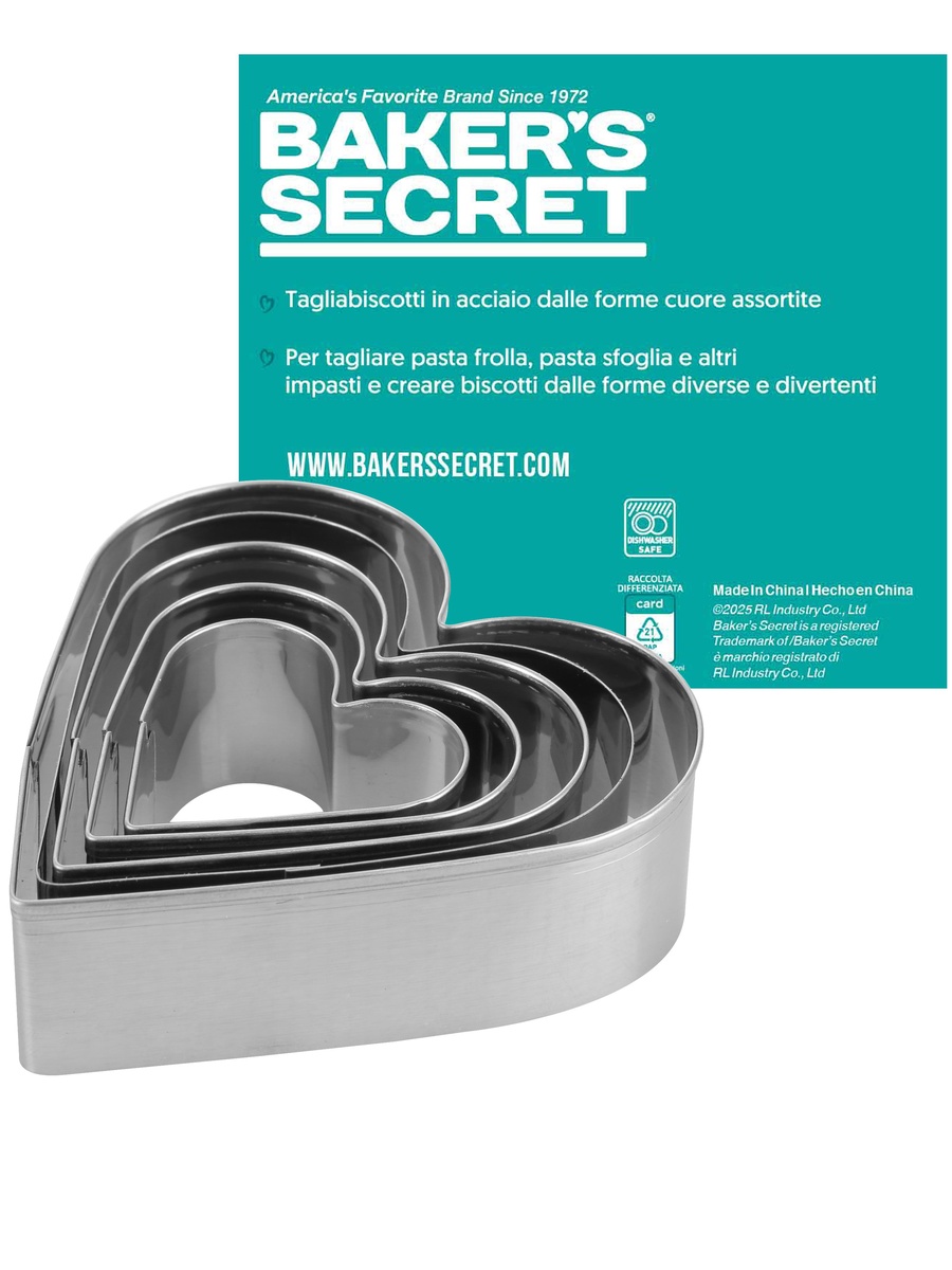 Set of 5 - Heart-Shaped 18/0 Steel Cookie Cutters