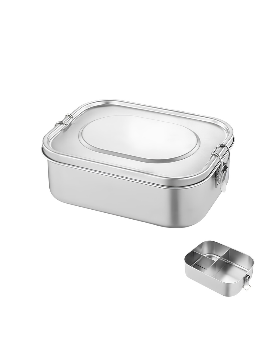 Kids Stainless Steel Rectangular Lunch Box, 3 Compartments, 1000ml