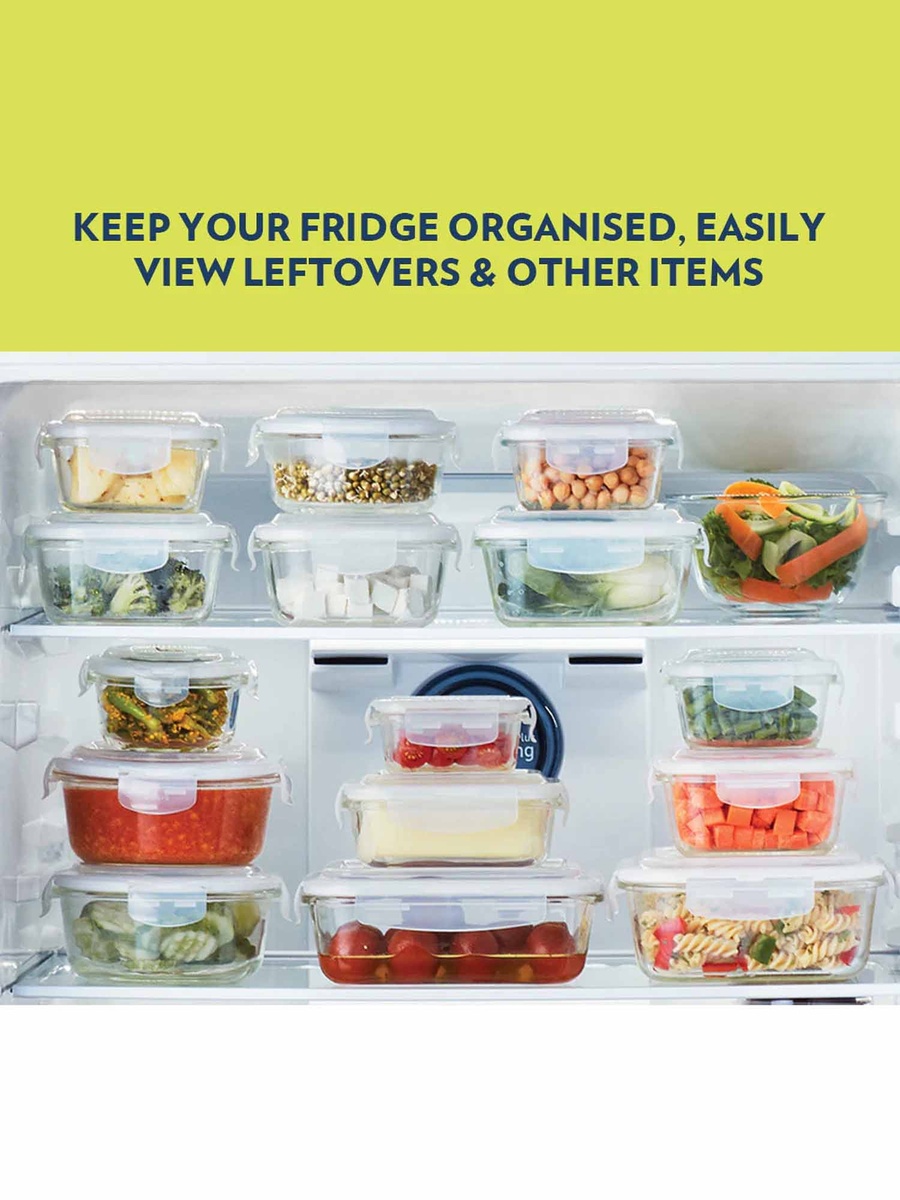 Klip-N-Store Rectangular Glass Container, 2.0 L