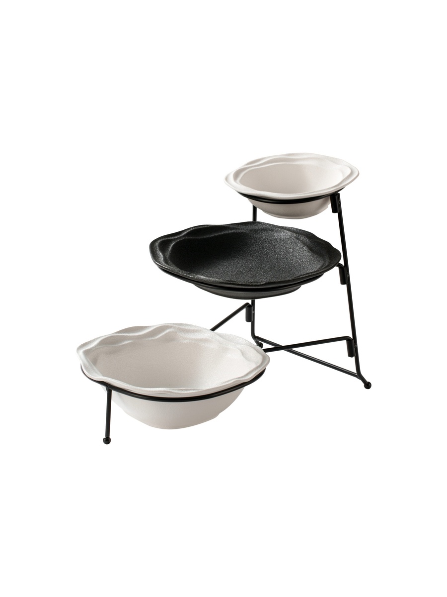 3-Tier Porcelain Bowl Set with Stand