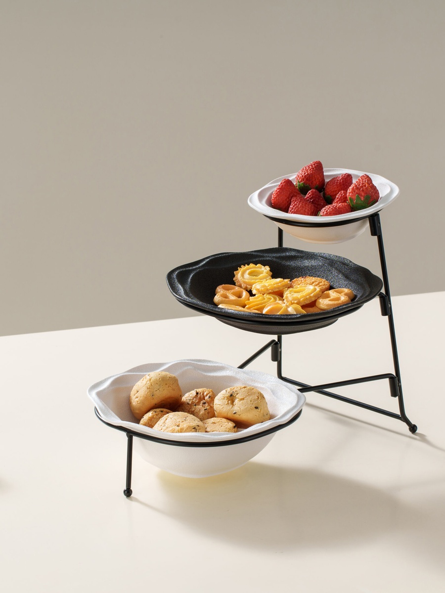 3-Tier Porcelain Bowl Set with Stand