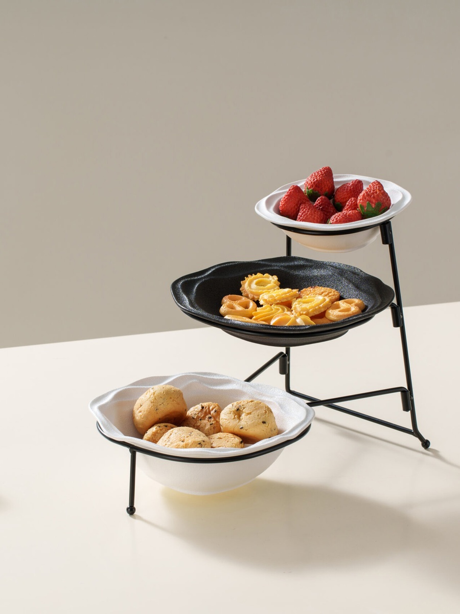 3-Tier Porcelain Bowl Set with Stand