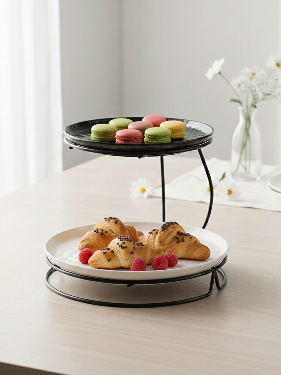 3-Piece Porcelain Bowl Set with Stand 12cm