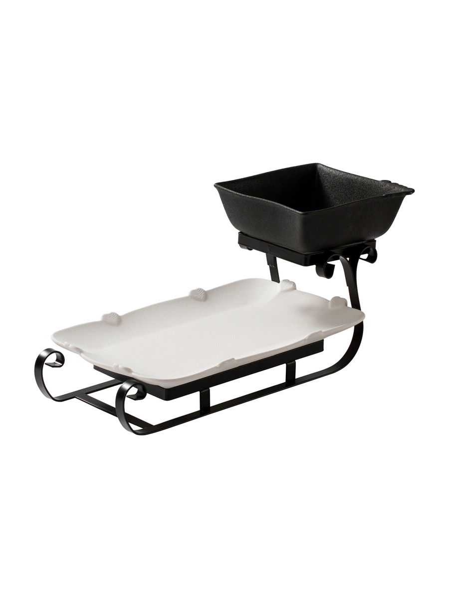 2-Tier Home Serving Set Porcelain Square Bowl and Rectangular Platter