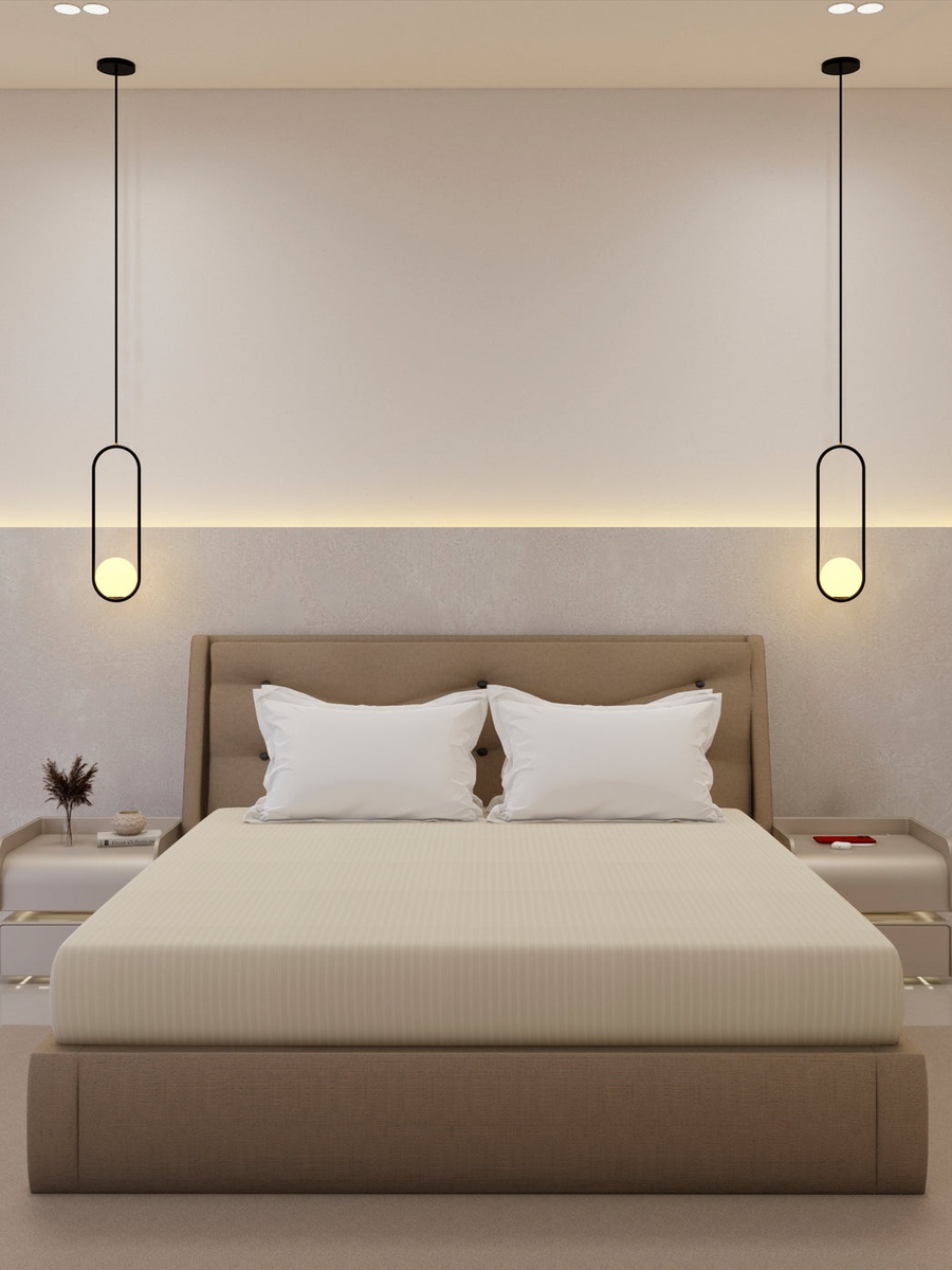 Luxurious 300 Thread Count Bamboo Sateen Thin Stripe Fitted Sheet