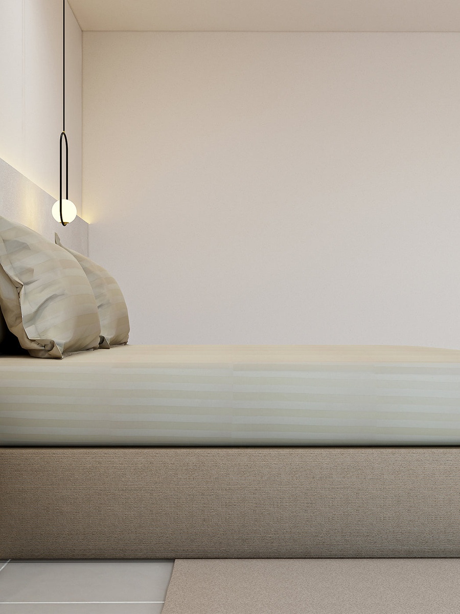 Luxurious 300 Thread Count Bamboo Sateen Wide Stripe Fitted Sheet