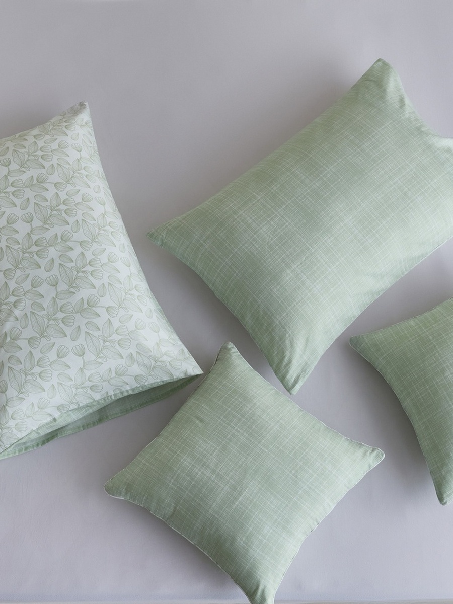 Aurora Fresh Leaf Printed Cotton 5-Piece King Comforter Set - 220x240 cm