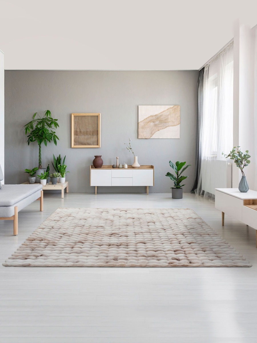 Timmy Bubble Rabbit Fur Printed Rug - 200x300 cm