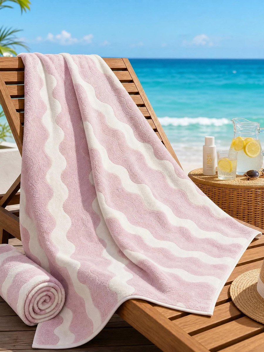Patterned Bath Towel, Pink