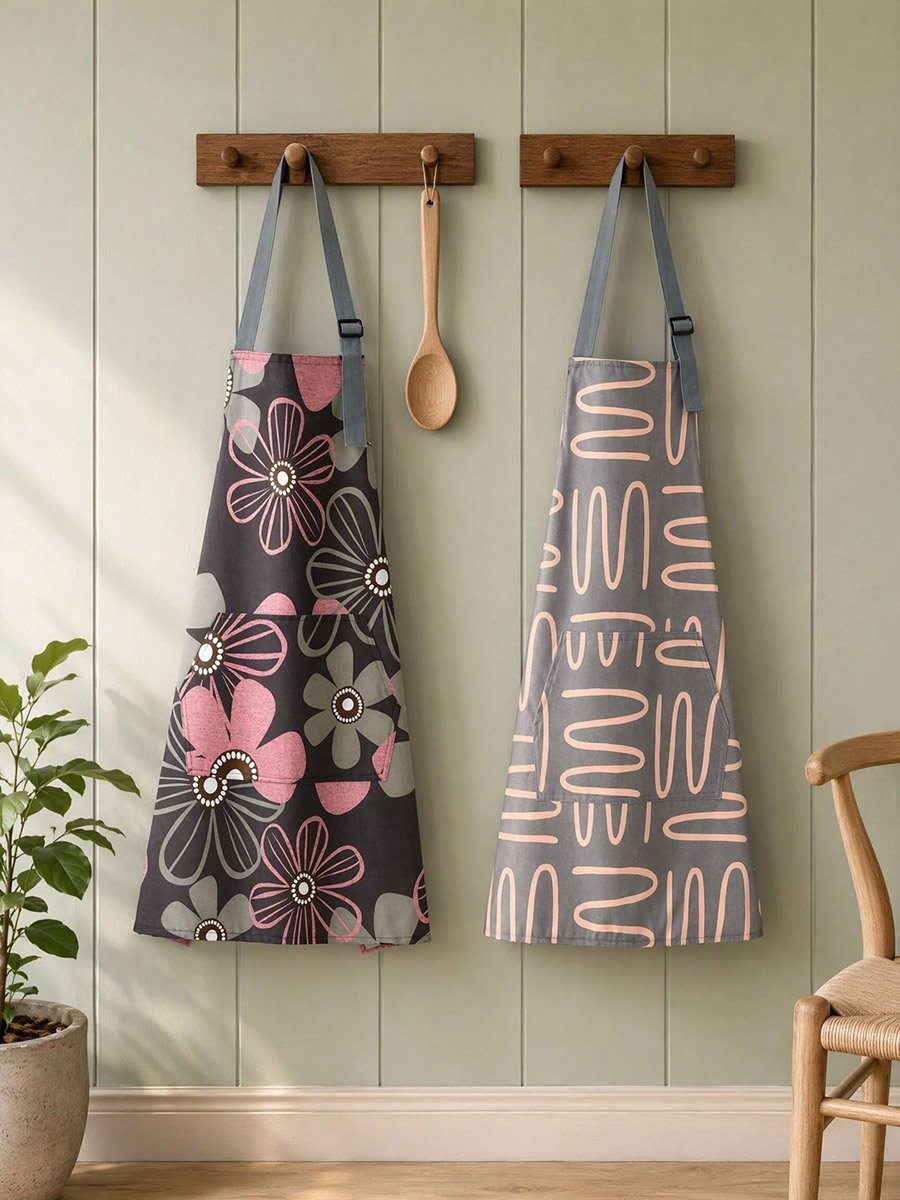Pack of 2 - Printed Waterproof Apron with Adjustable Strap