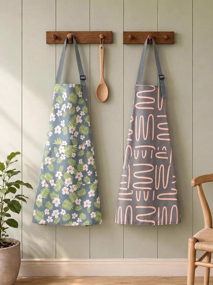 Pack of 2 - Printed Waterproof Apron with Adjustable Strap
