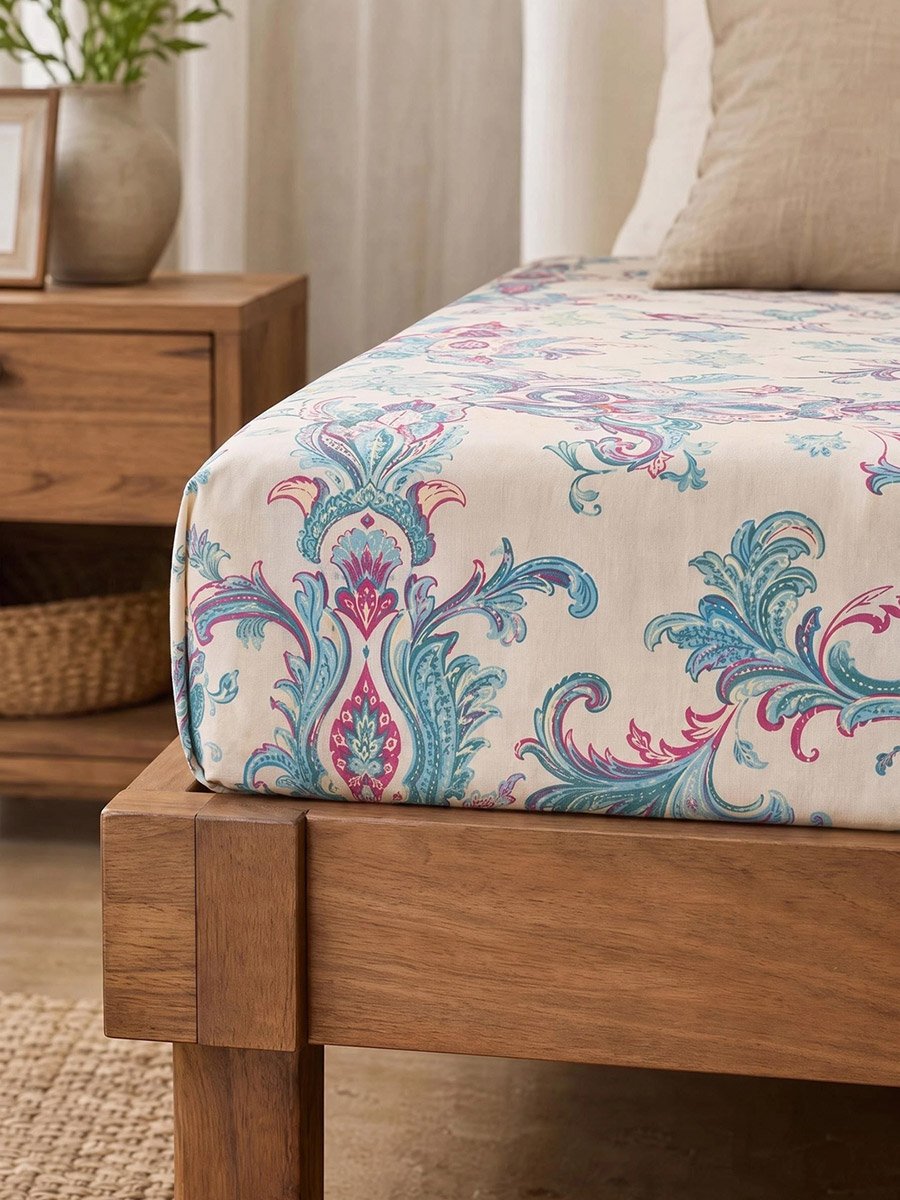 3-Piece Printed Queen Size Bedsheet with Pillow Covers