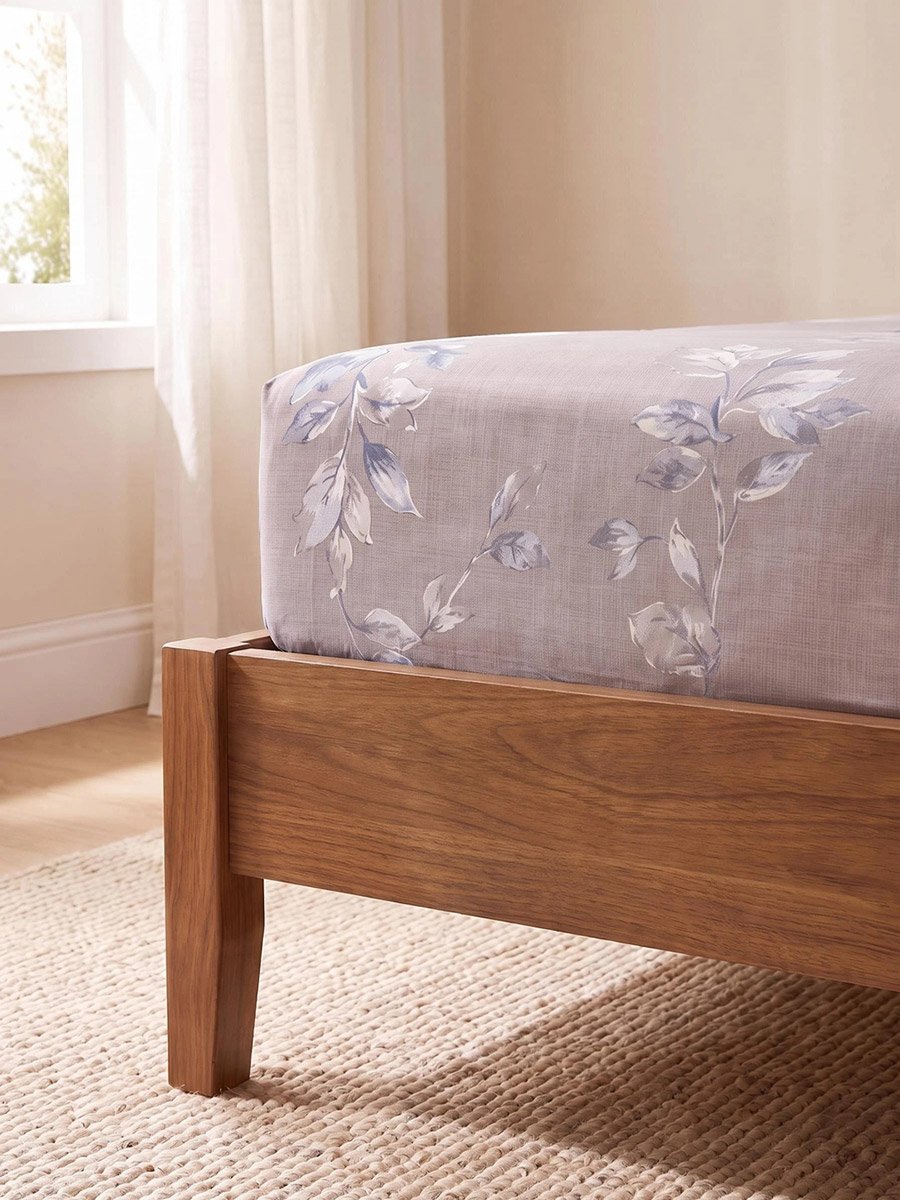 Pack of 3- Printed King Fitted Bedsheet with Pillow Covers Blue