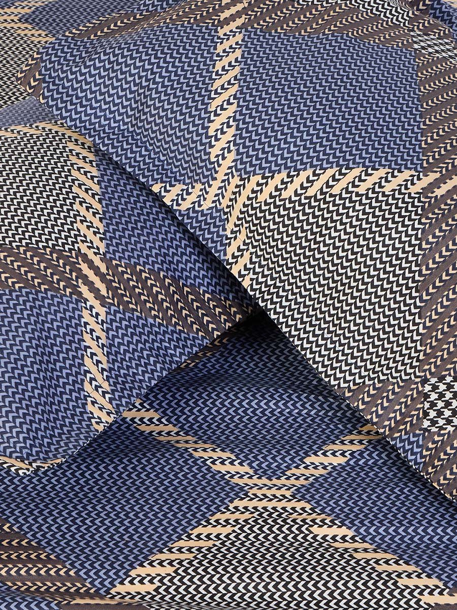 Pack of 3- Printed King Fitted Bedsheet with Pillow Covers Navy Blue
