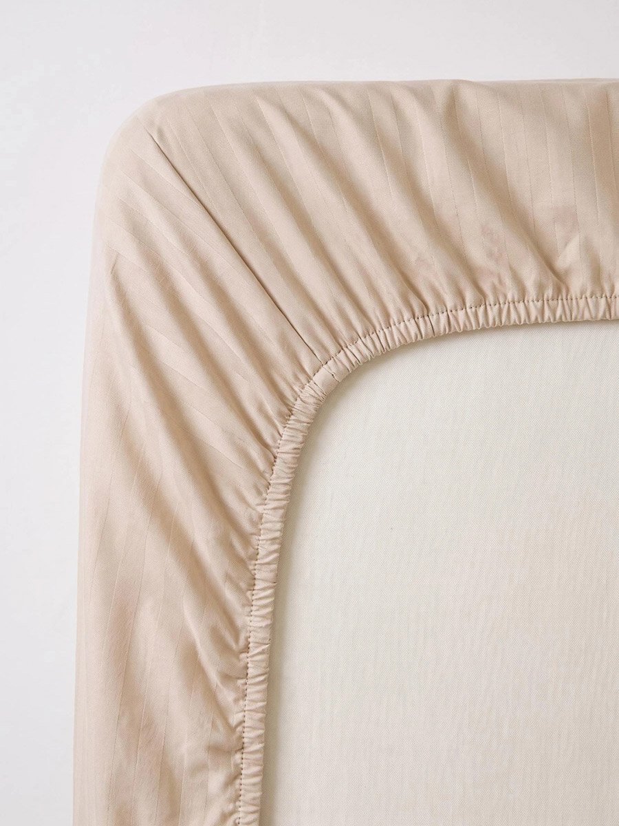 2-Piece Stripe Single Fitted Bedsheet Set with Pillow Cover