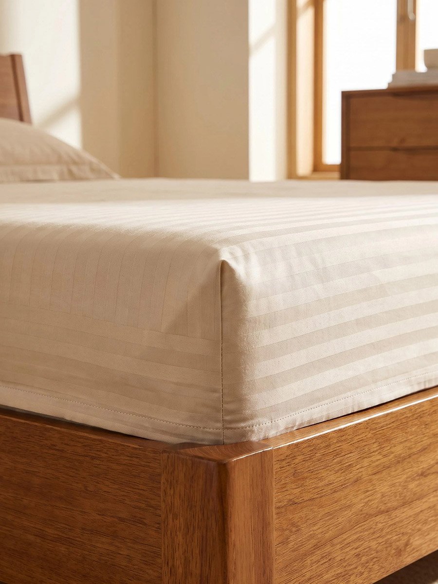 2-Piece Stripe Single Fitted Bedsheet Set with Pillow Cover
