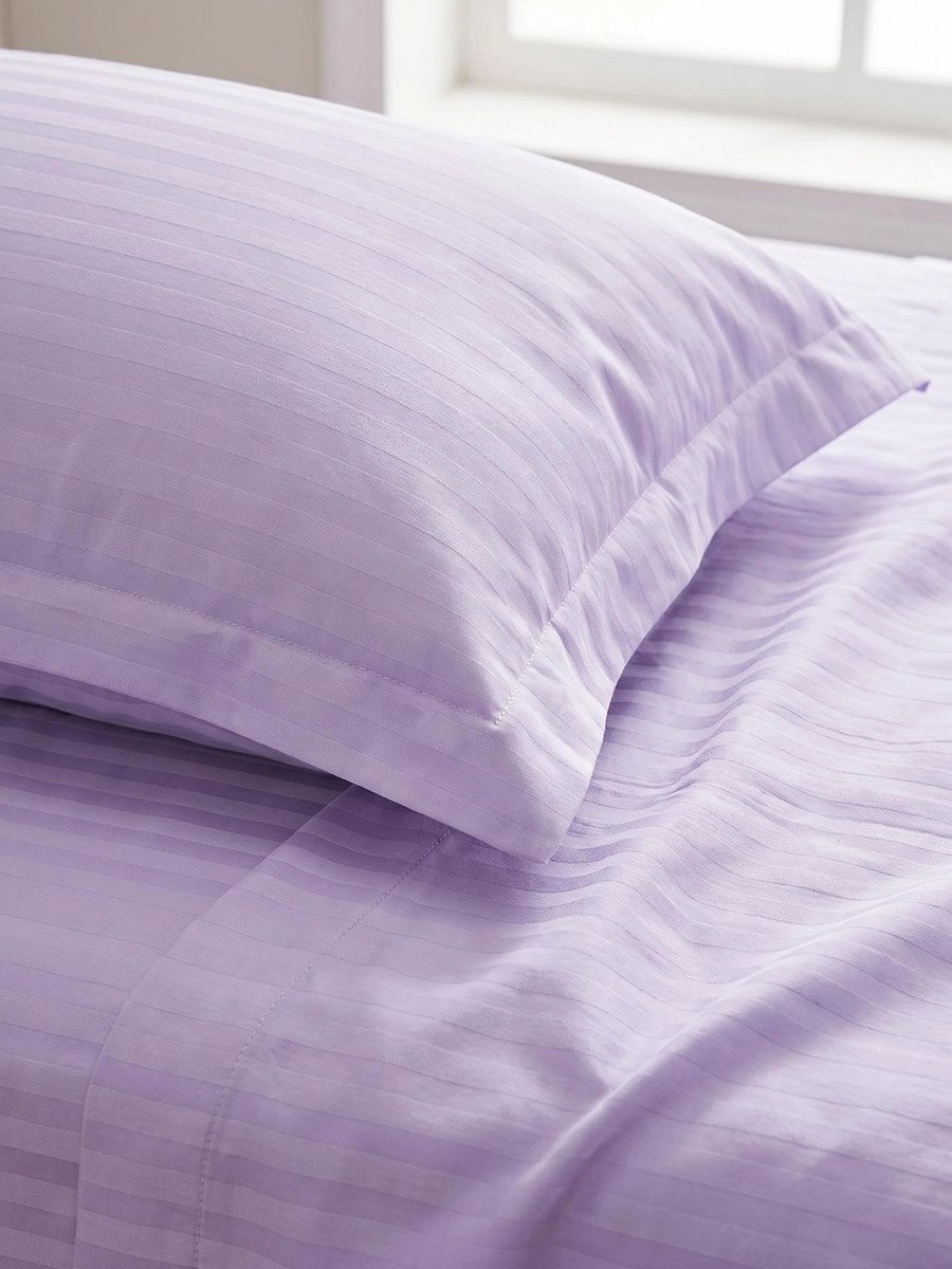 2-Piece Stripe Single Fitted Bedsheet Set with Pillow Cover