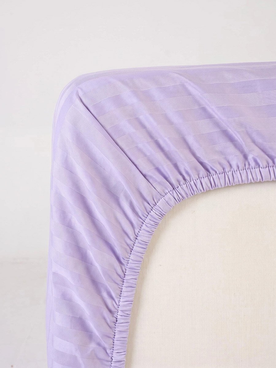 2-Piece Stripe Single Fitted Bedsheet Set with Pillow Cover