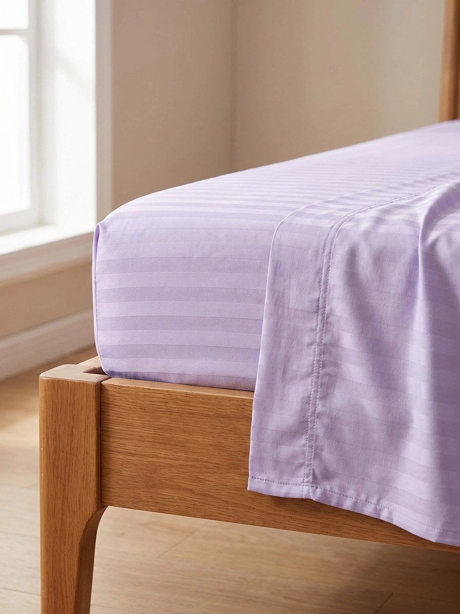 2-Piece Stripe Single Fitted Bedsheet Set with Pillow Cover