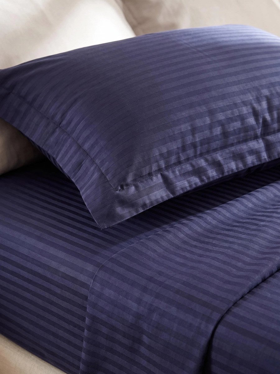 2-Piece Stripe Single Fitted Bedsheet Set with Pillow Cover