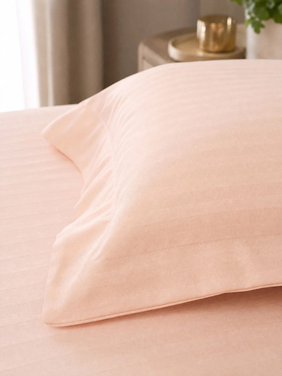 2-Piece Stripe Single Fitted Bedsheet Set with Pillow Cover