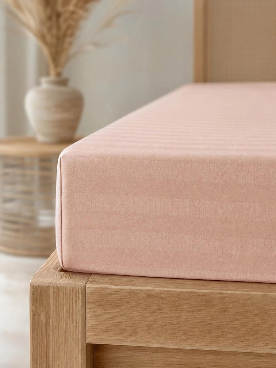 2-Piece Stripe Single Fitted Bedsheet Set with Pillow Cover