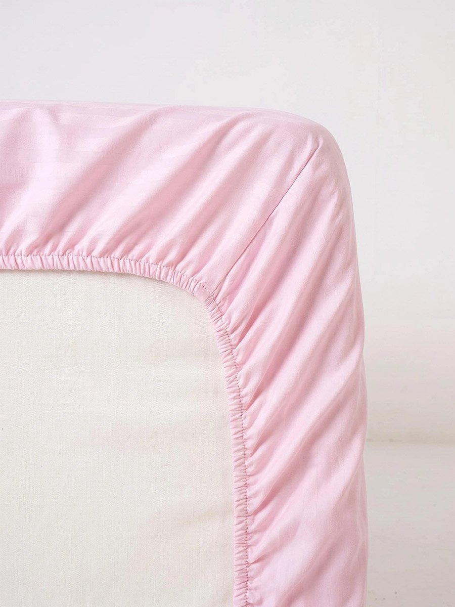 2-Piece Stripe Single Fitted Bedsheet Set with Pillow Cover
