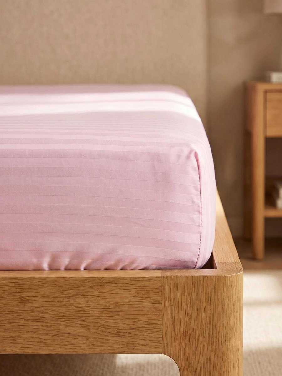 2-Piece Stripe Single Fitted Bedsheet Set with Pillow Cover