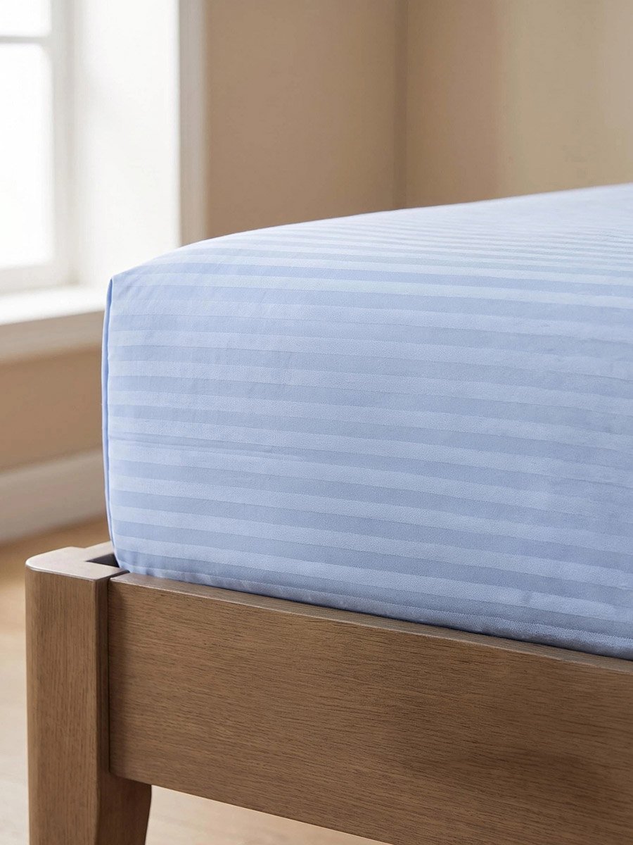 Pack of 2 - Stripe Single Fitted Bedsheet(Single Bedsheet and Pillow Cover)