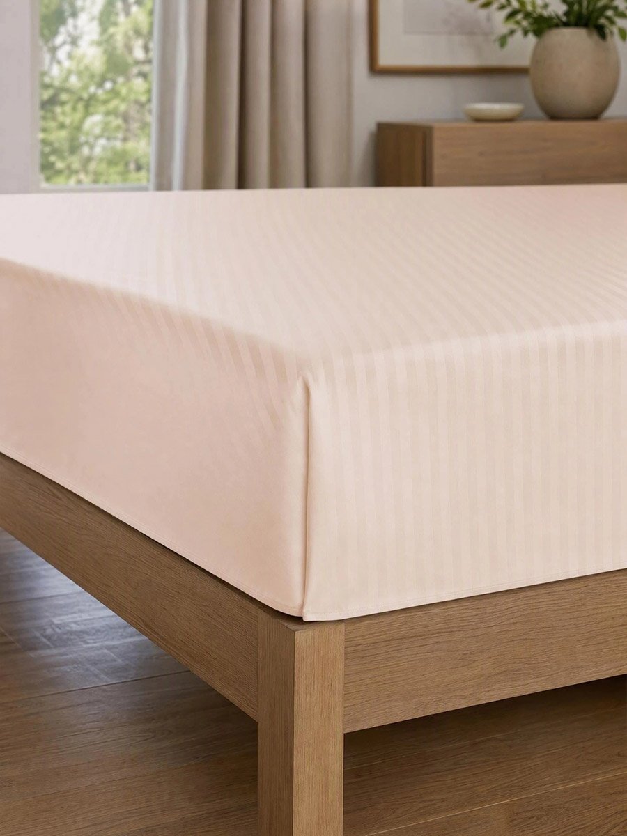 طقم ملاية سرير مسطحة كينج مخططة 3 قطع 108×108 مع أغطية وسائد، 20×30 بوصة