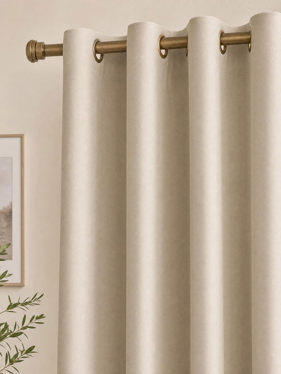 1-Piece Plain Non Black-Out Curtain, 170x280cm Beige
